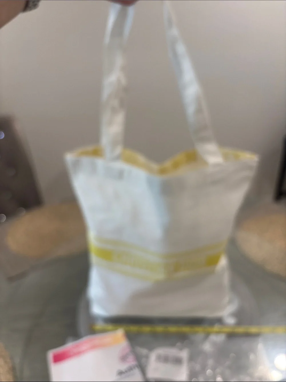 Dior White and Yellow Cotton Tote Bag with certificate of authenticity